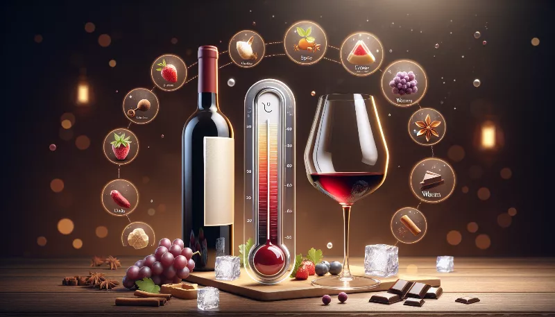 How does serving temperature affect the flavor profile of red wine?