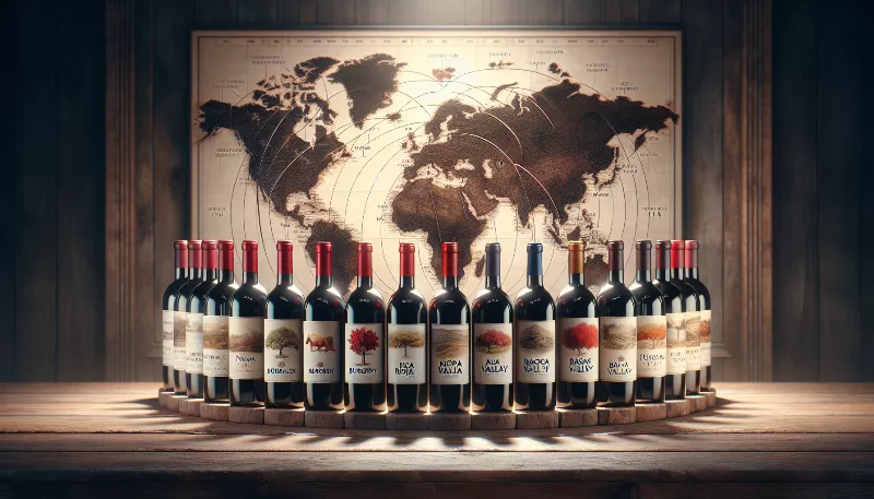 How does the region of origin influence the characteristics of different red wines?