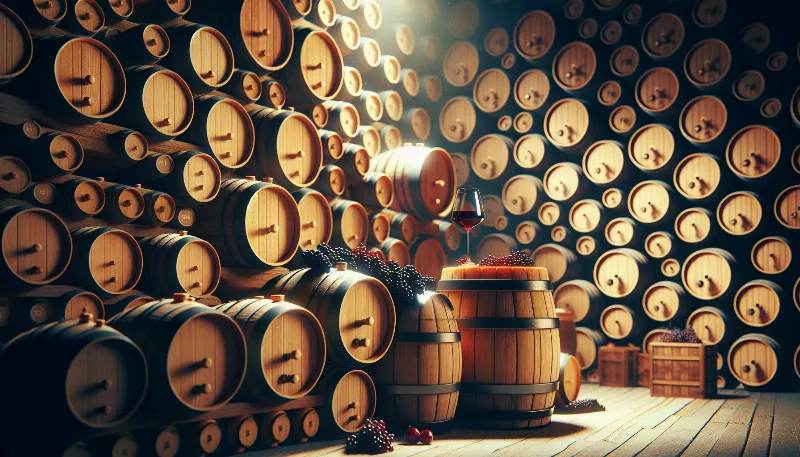 How does the type of barrel affect the aging process of red wine?